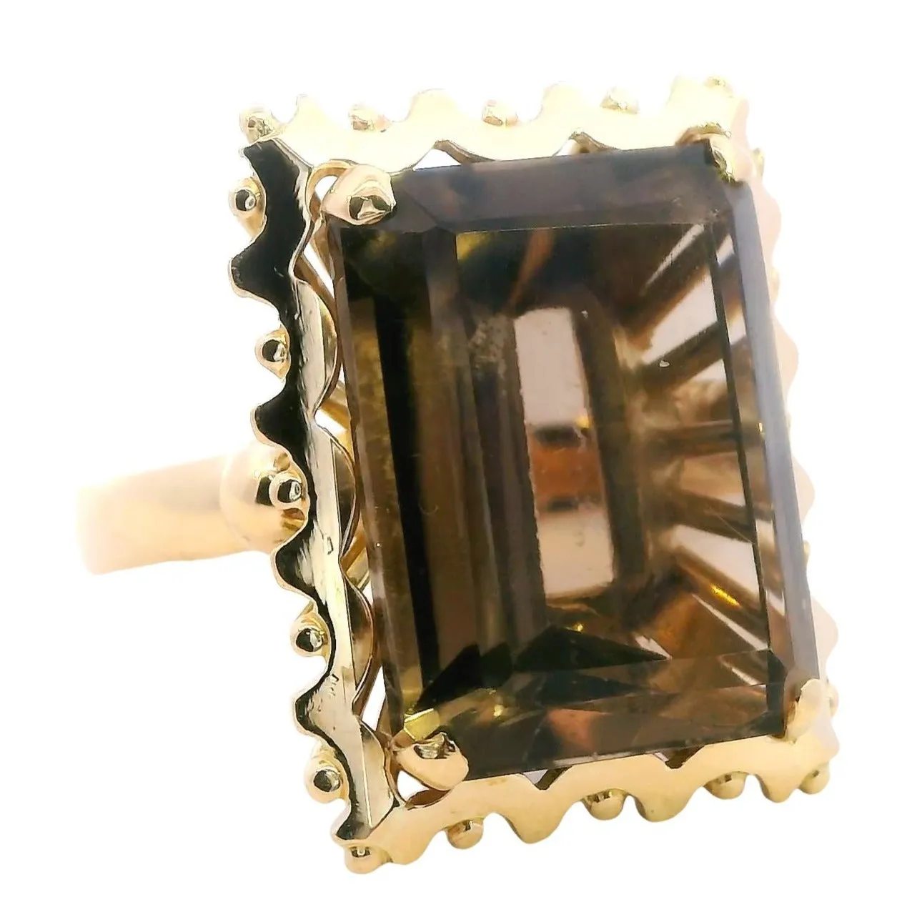🔶✨ Golden Glow: Stunning 18ct Yellow Gold Smokey Quartz Ring ✨🔶