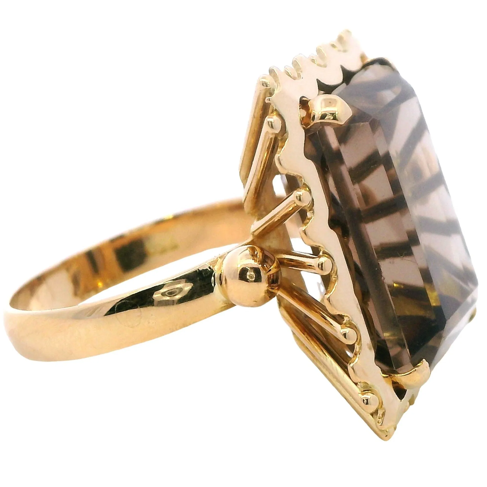 🔶✨ Golden Glow: Stunning 18ct Yellow Gold Smokey Quartz Ring ✨🔶