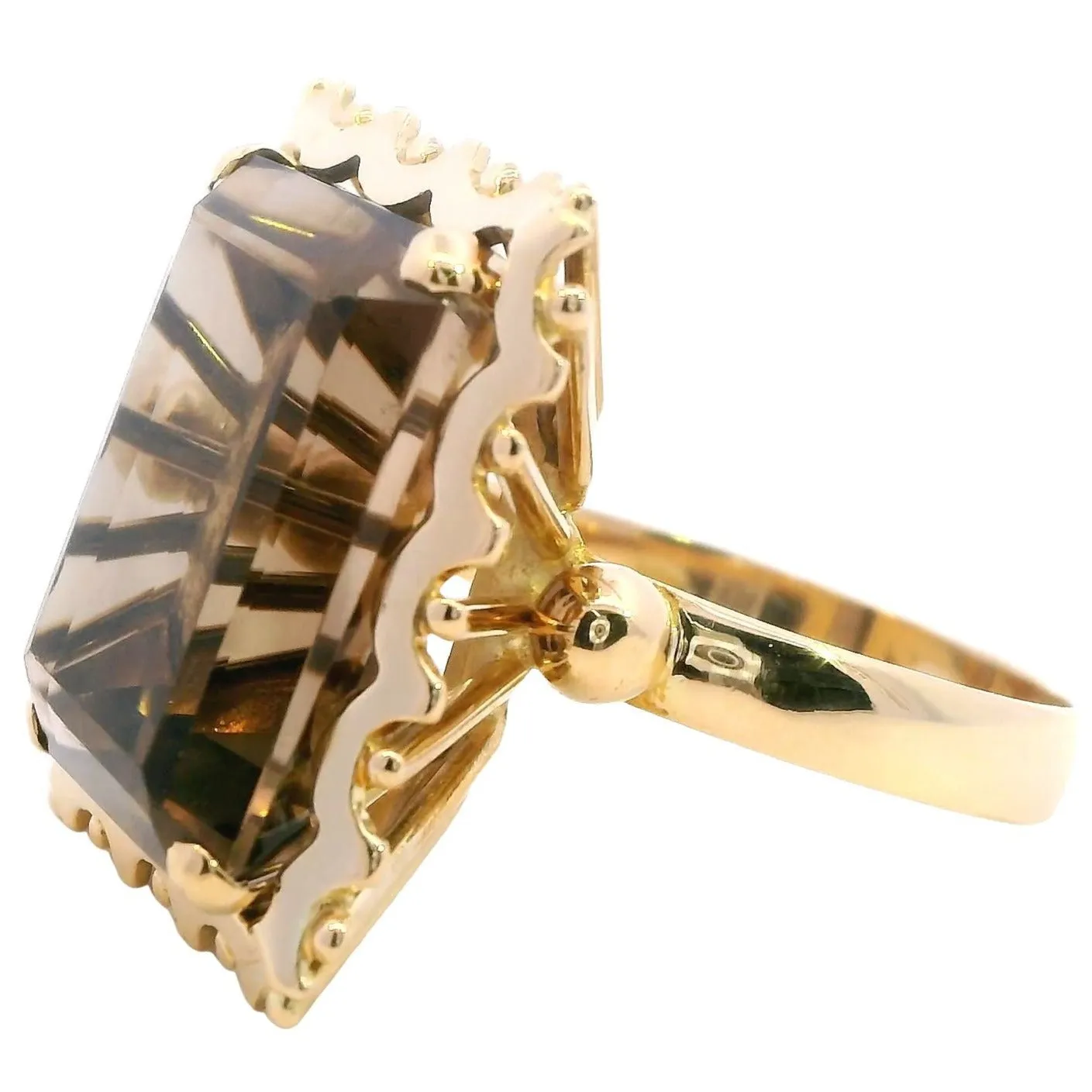 🔶✨ Golden Glow: Stunning 18ct Yellow Gold Smokey Quartz Ring ✨🔶