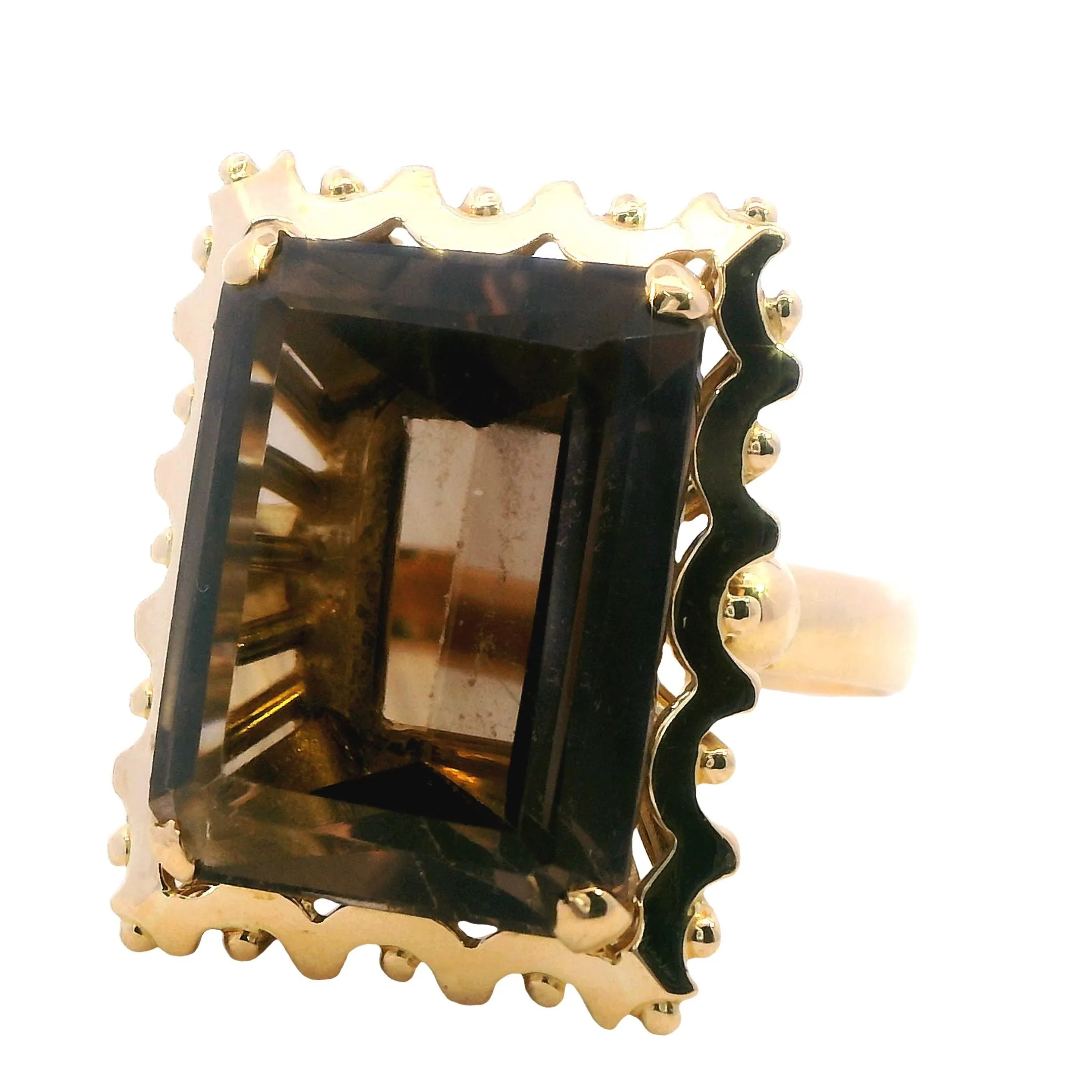 🔶✨ Golden Glow: Stunning 18ct Yellow Gold Smokey Quartz Ring ✨🔶