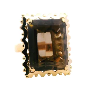 🔶✨ Golden Glow: Stunning 18ct Yellow Gold Smokey Quartz Ring ✨🔶
