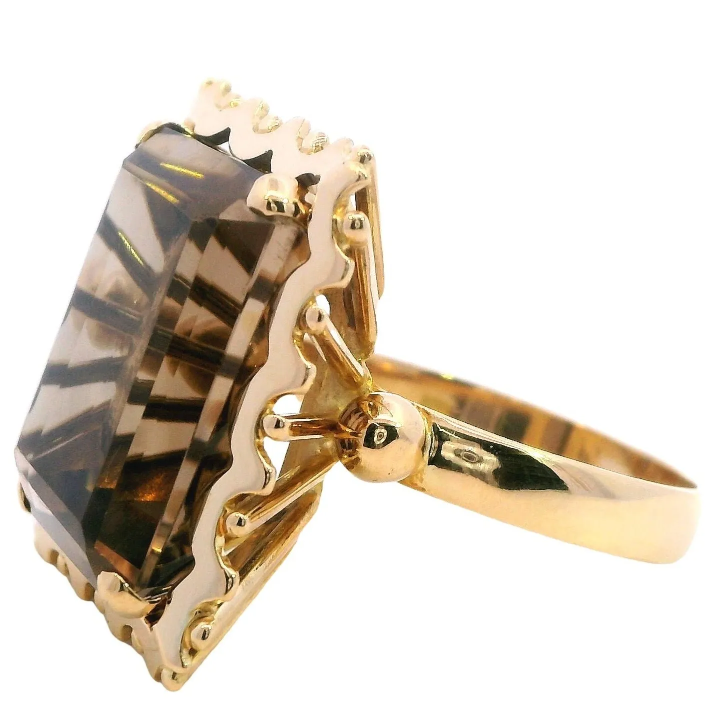 🔶✨ Golden Glow: Stunning 18ct Yellow Gold Smokey Quartz Ring ✨🔶