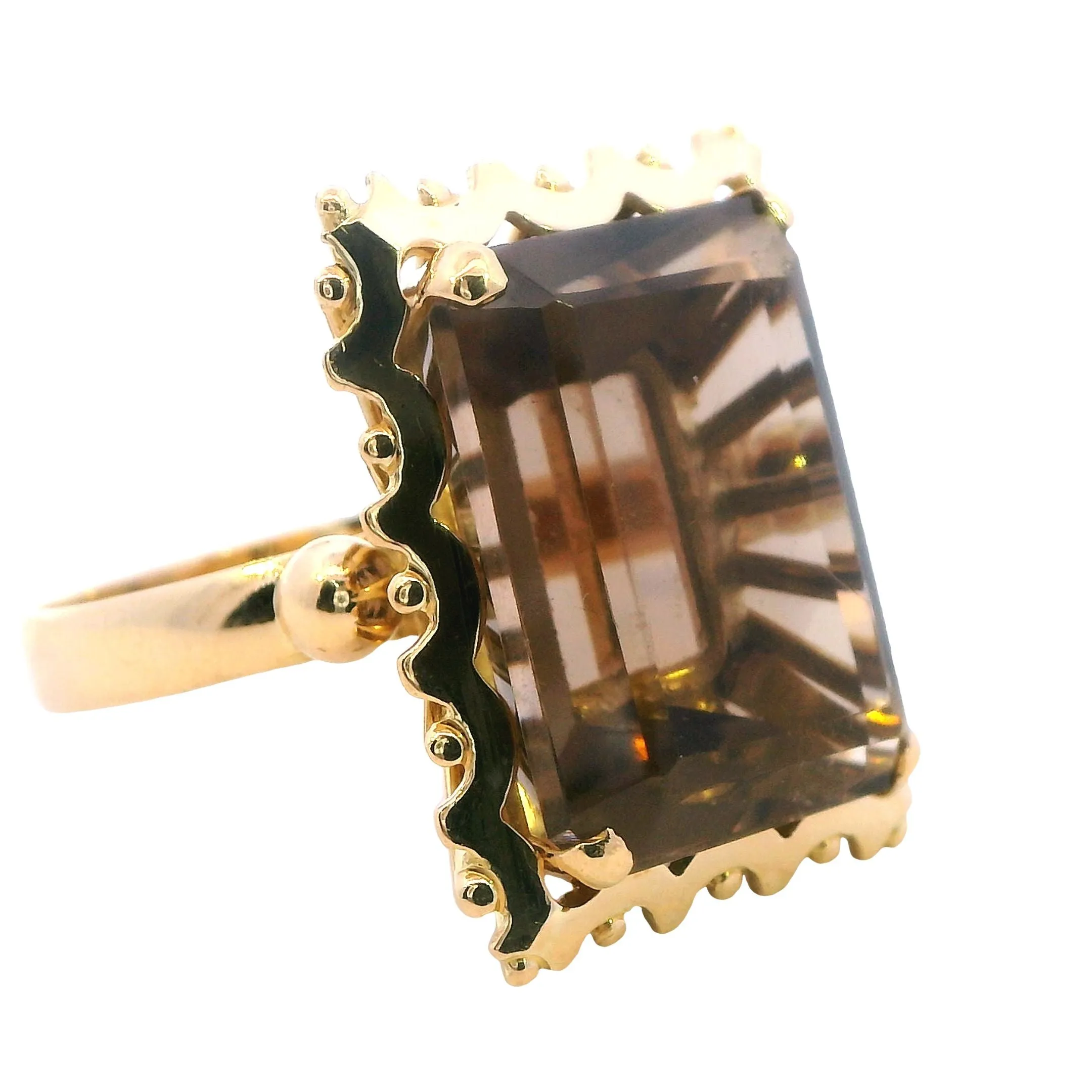 🔶✨ Golden Glow: Stunning 18ct Yellow Gold Smokey Quartz Ring ✨🔶