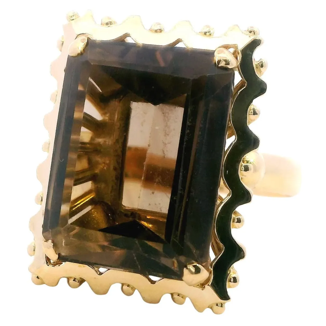🔶✨ Golden Glow: Stunning 18ct Yellow Gold Smokey Quartz Ring ✨🔶