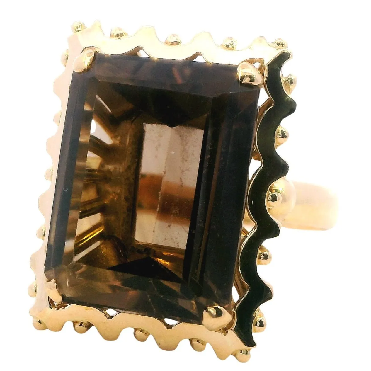 🔶✨ Golden Glow: Stunning 18ct Yellow Gold Smokey Quartz Ring ✨🔶