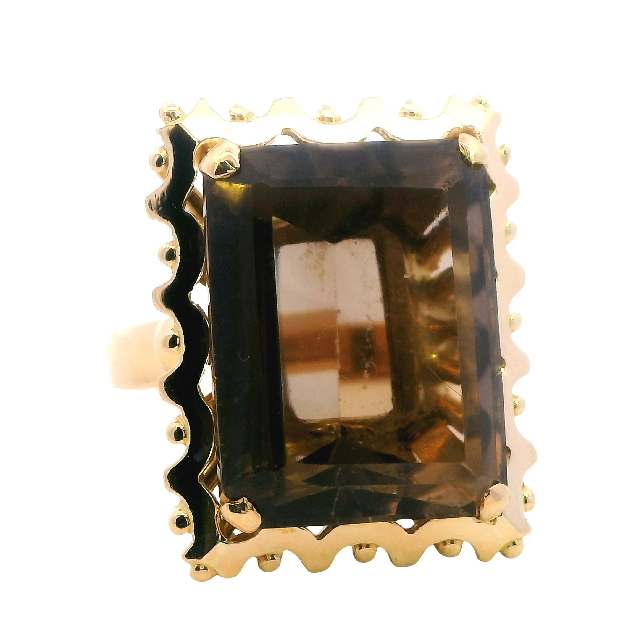 🔶✨ Golden Glow: Stunning 18ct Yellow Gold Smokey Quartz Ring ✨🔶