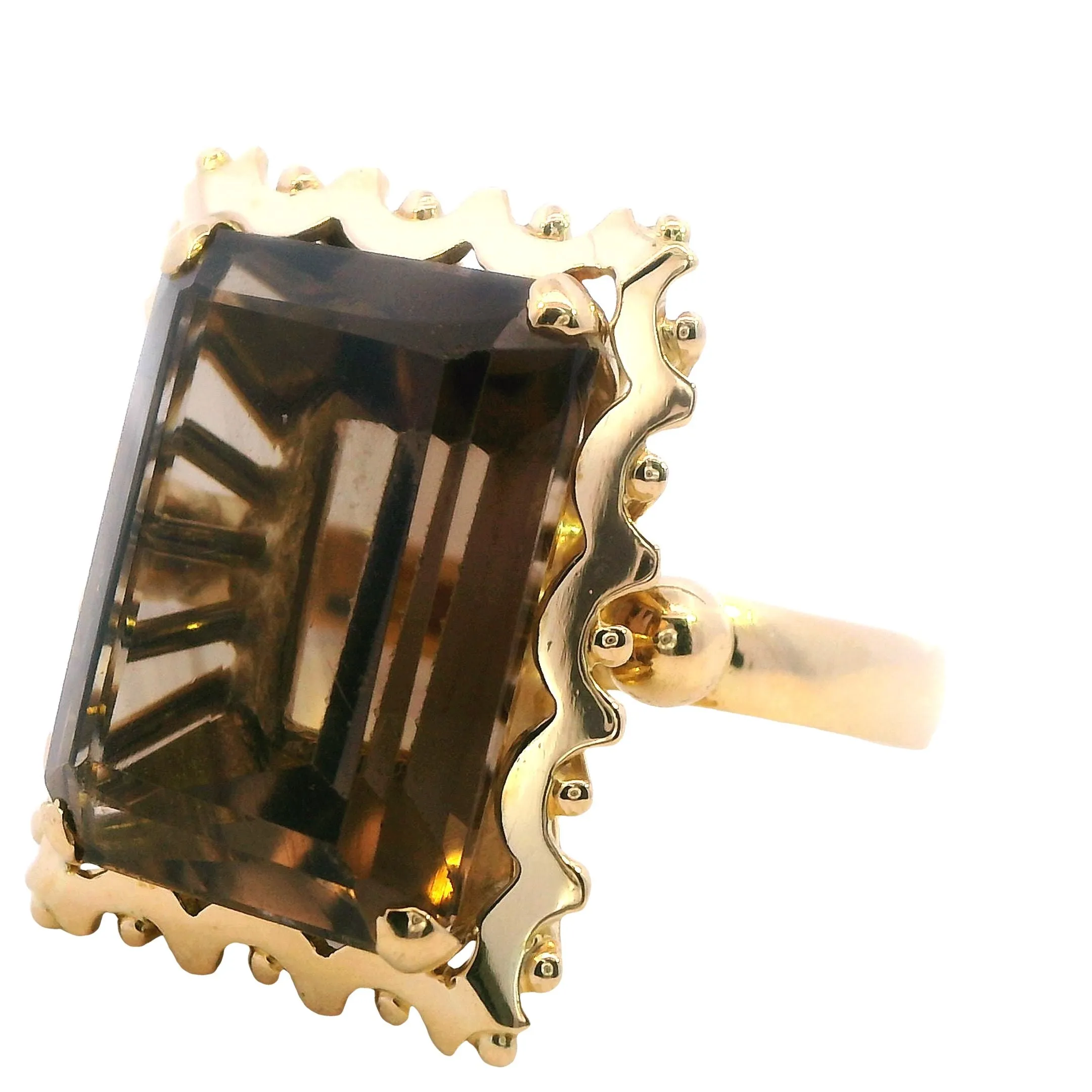 🔶✨ Golden Glow: Stunning 18ct Yellow Gold Smokey Quartz Ring ✨🔶