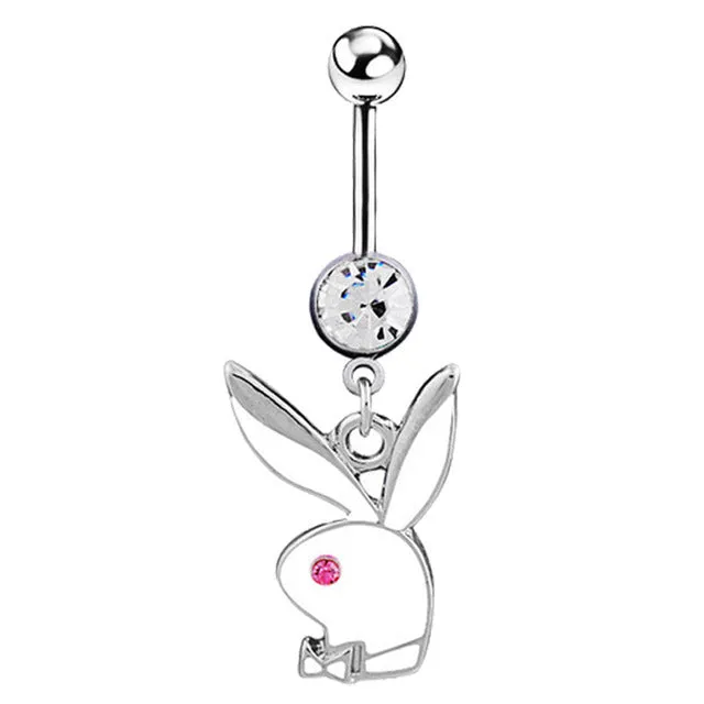 1PC Rabbit Creativity Belly Button Ring Navel Piercing Ring Cartoon Cat Navel Button Piercings for Women Girls Body Jewelry Gift