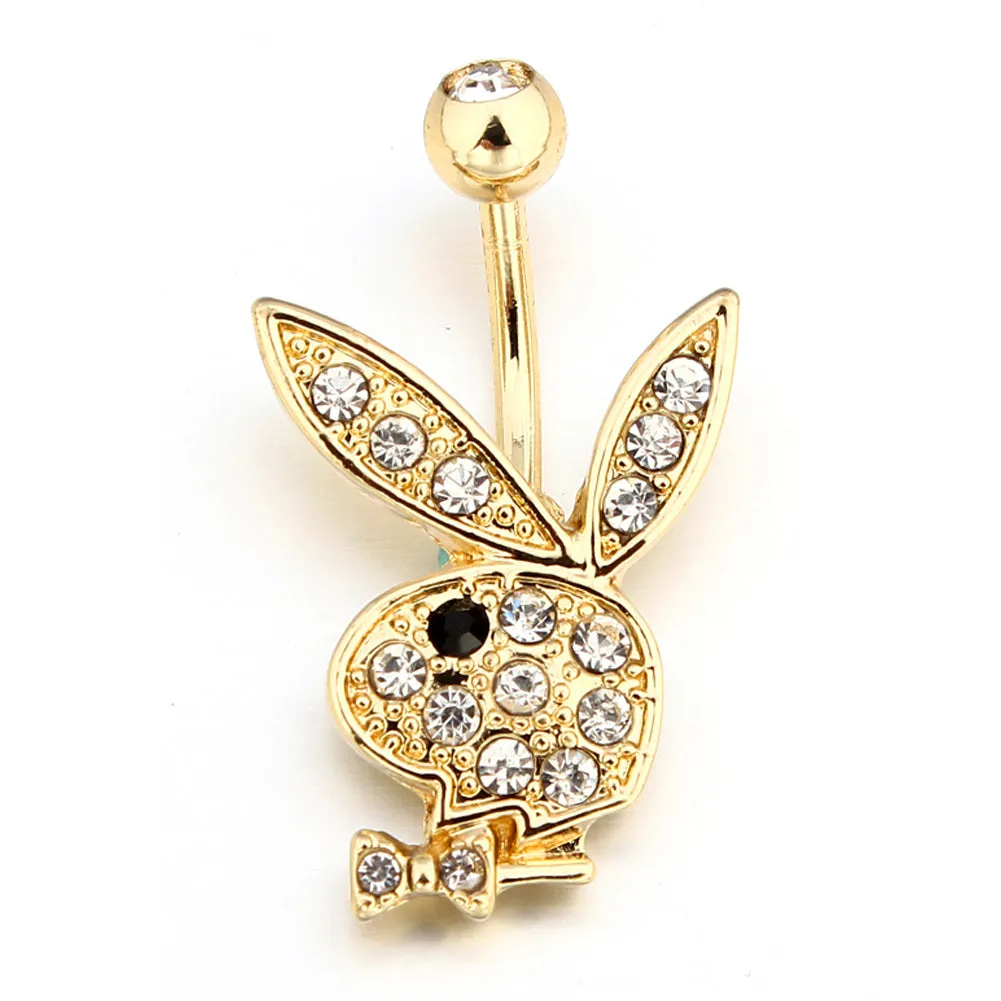 1PC Rabbit Creativity Belly Button Ring Navel Piercing Ring Cartoon Cat Navel Button Piercings for Women Girls Body Jewelry Gift