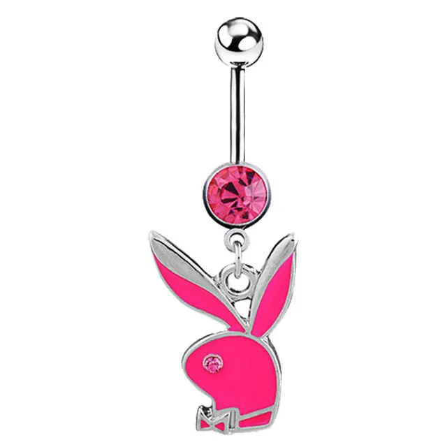1PC Rabbit Creativity Belly Button Ring Navel Piercing Ring Cartoon Cat Navel Button Piercings for Women Girls Body Jewelry Gift