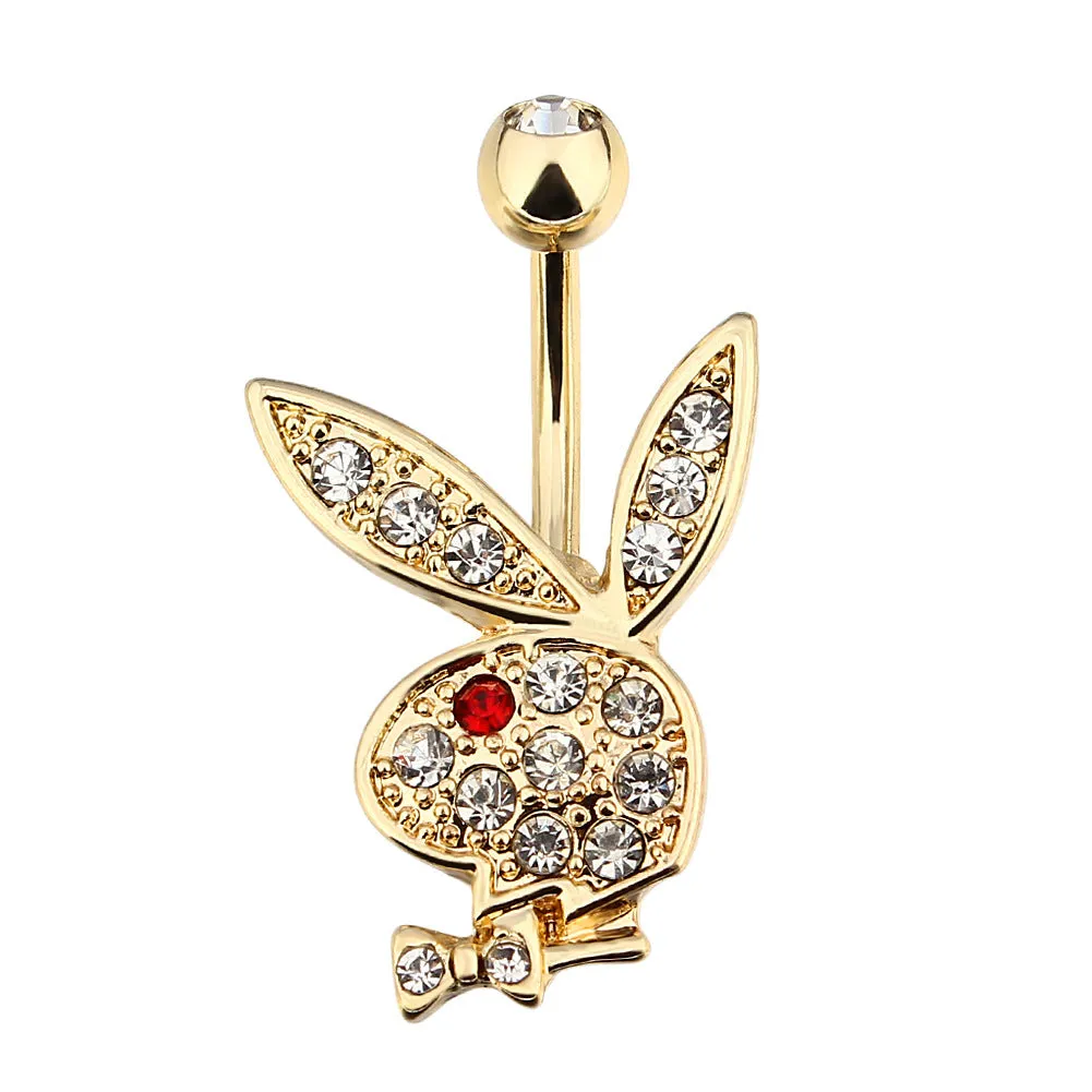 1PC Rabbit Creativity Belly Button Ring Navel Piercing Ring Cartoon Cat Navel Button Piercings for Women Girls Body Jewelry Gift