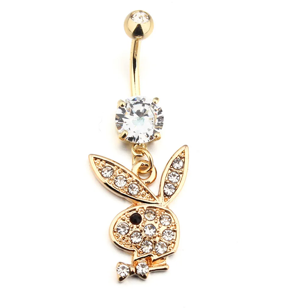 1PC Rabbit Creativity Belly Button Ring Navel Piercing Ring Cartoon Cat Navel Button Piercings for Women Girls Body Jewelry Gift