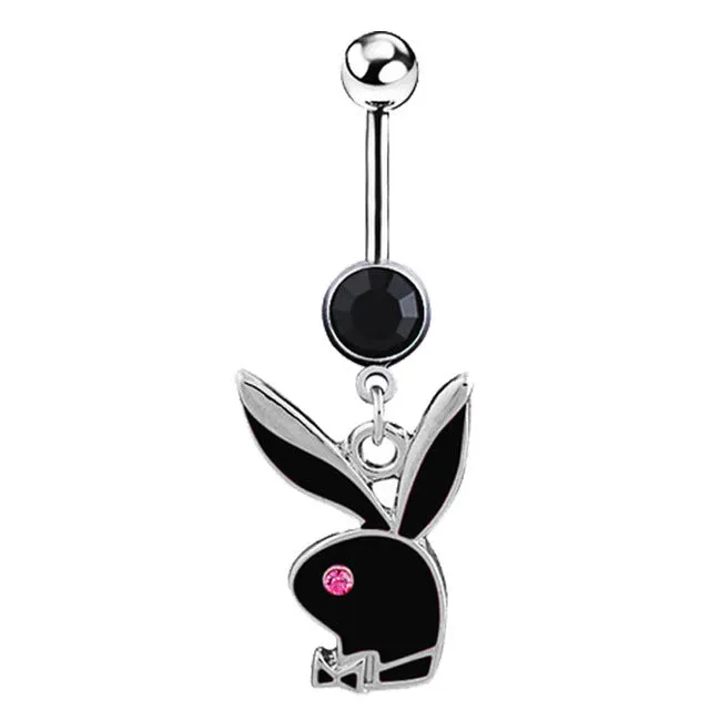 1PC Rabbit Creativity Belly Button Ring Navel Piercing Ring Cartoon Cat Navel Button Piercings for Women Girls Body Jewelry Gift