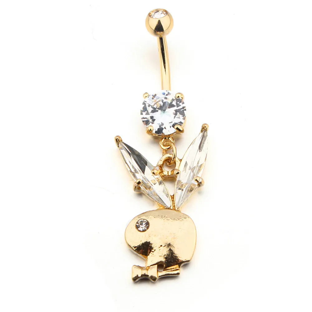 1PC Rabbit Creativity Belly Button Ring Navel Piercing Ring Cartoon Cat Navel Button Piercings for Women Girls Body Jewelry Gift