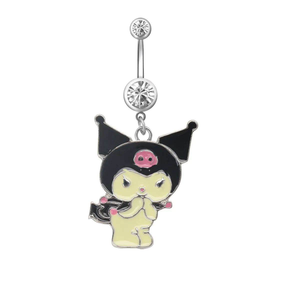 1PC Rabbit Creativity Belly Button Ring Navel Piercing Ring Cartoon Cat Navel Button Piercings for Women Girls Body Jewelry Gift
