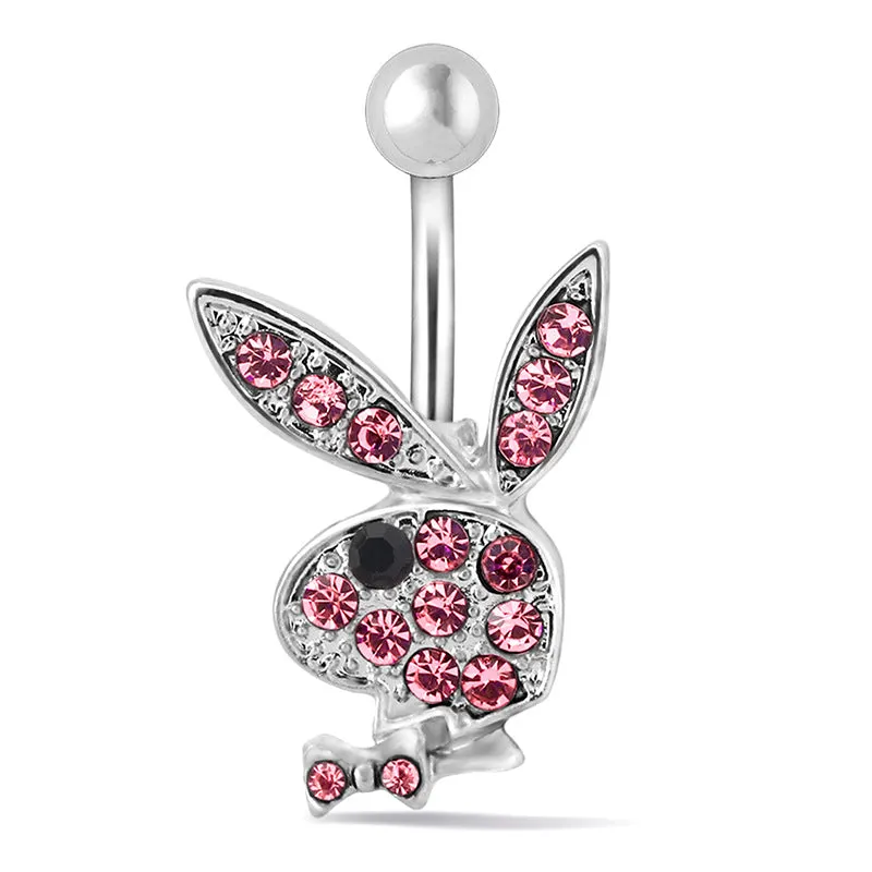 1PC Rabbit Creativity Belly Button Ring Navel Piercing Ring Cartoon Cat Navel Button Piercings for Women Girls Body Jewelry Gift