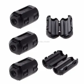5 Pcs 5mm Clip-On Ferrite Ring Core Noise Suppressor For EMI RFI Clip Cable Active Components Filters