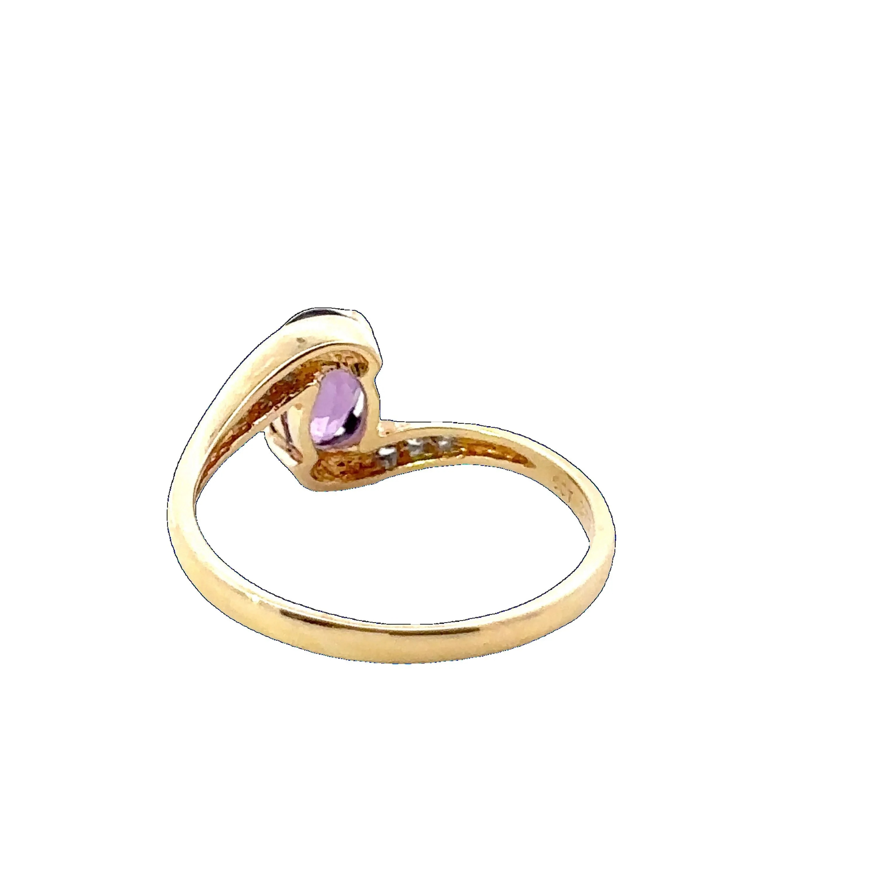 9ct Yellow Gold 7 stone Amethyst & Diamond Ring