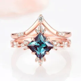 Alexandrite Ring Set- 14K Rose Gold Vermeil