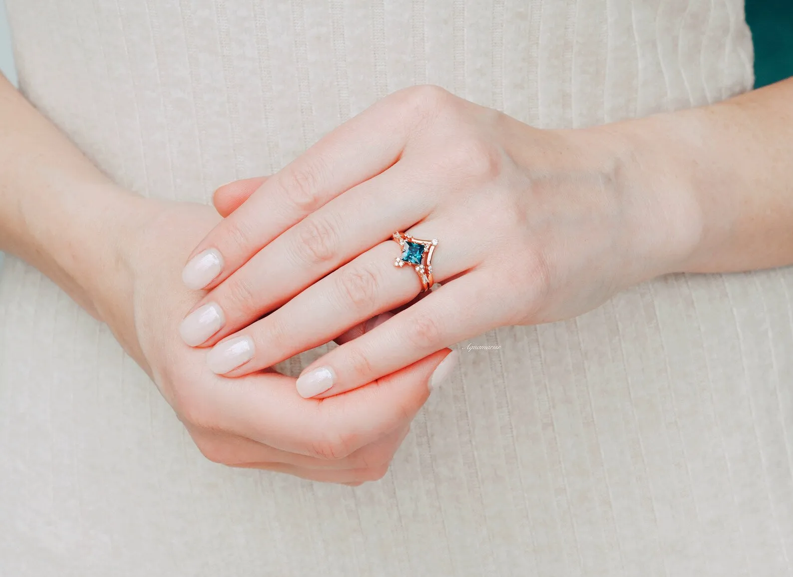 Alexandrite Ring Set- 14K Rose Gold Vermeil