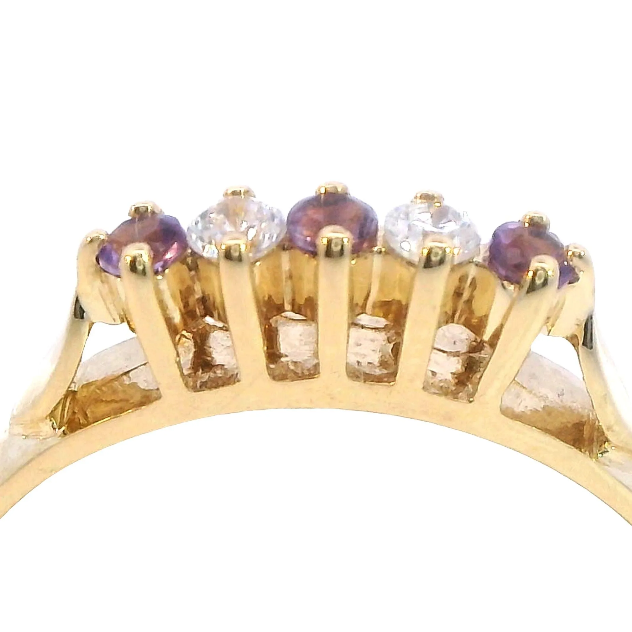 Amazing Yellow Gold Amethyst and Diamond Ring