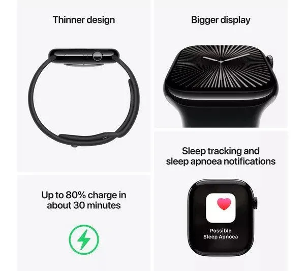 APPLE Watch Series 10 GPS 46 mm Jet Black Aluminium Case with Ink Sport Loop