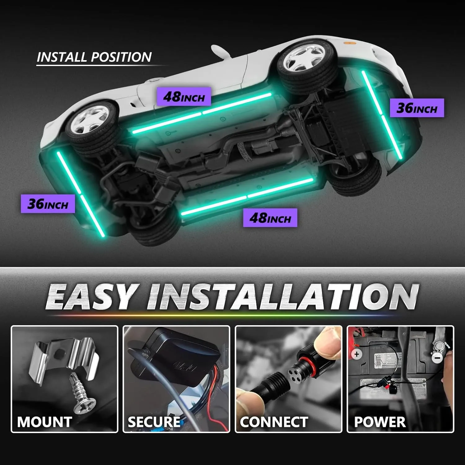 AURA PRO LED Triple Bundle for Dodge Challenger 08-23 ( Halo   Interior   Underglow ) - Bluetooth Enabled APP