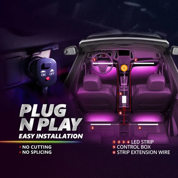 AURA PRO LED Triple Bundle for Dodge Challenger 08-23 ( Halo   Interior   Underglow ) - Bluetooth Enabled APP