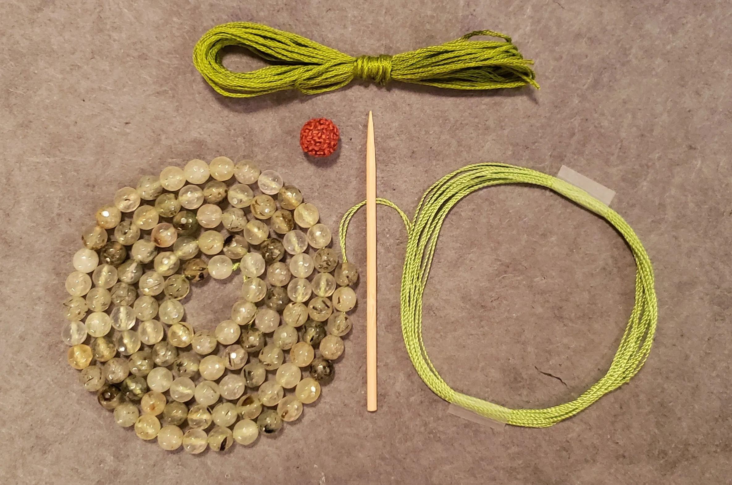 Awareness Mala Kit - Prehnite (Faceted)