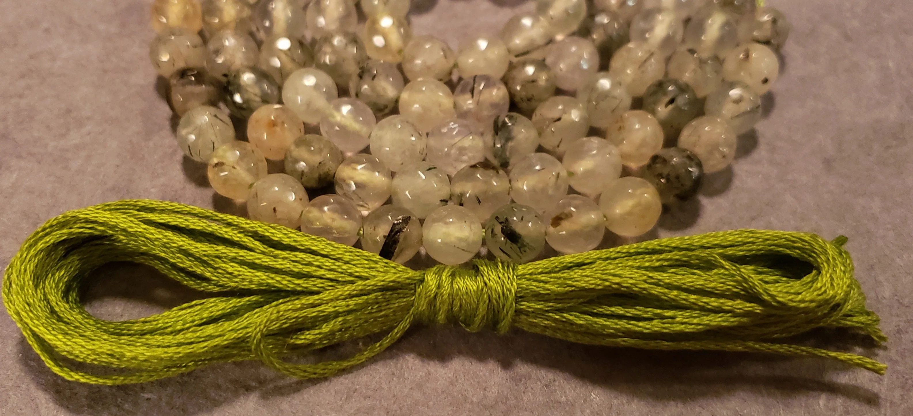 Awareness Mala Kit - Prehnite (Faceted)