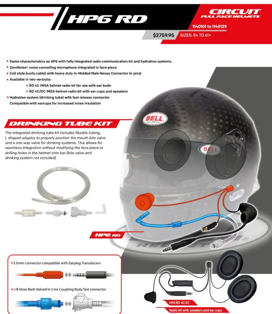 Bell HP6 8860-2018 RD-4C Carbon Fiber Helmet with Built-in Electronics/Hydration