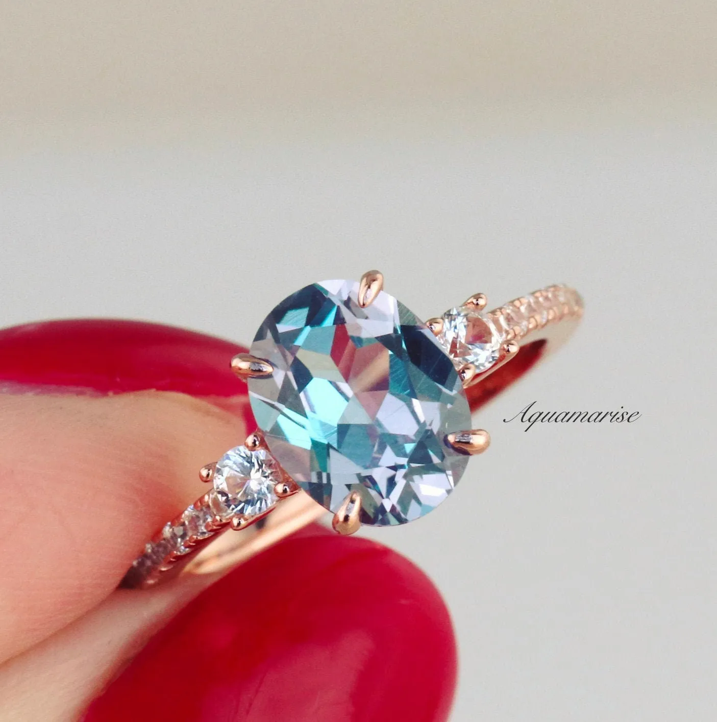 Bella Alexandrite Ring Set- 14K Rose Gold Vermeil