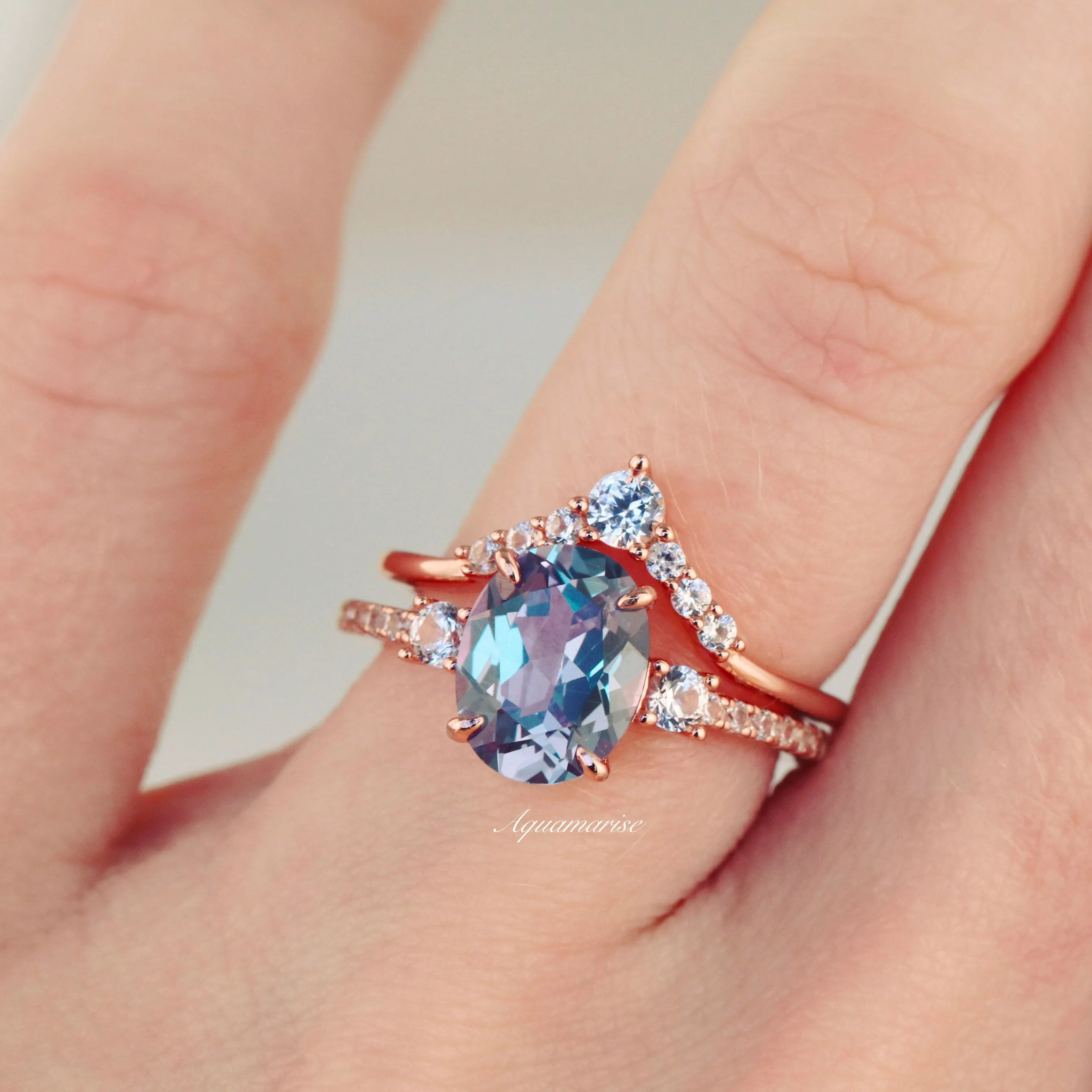 Bella Alexandrite Ring Set- 14K Rose Gold Vermeil