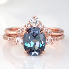Bella Alexandrite Ring Set- 14K Rose Gold Vermeil