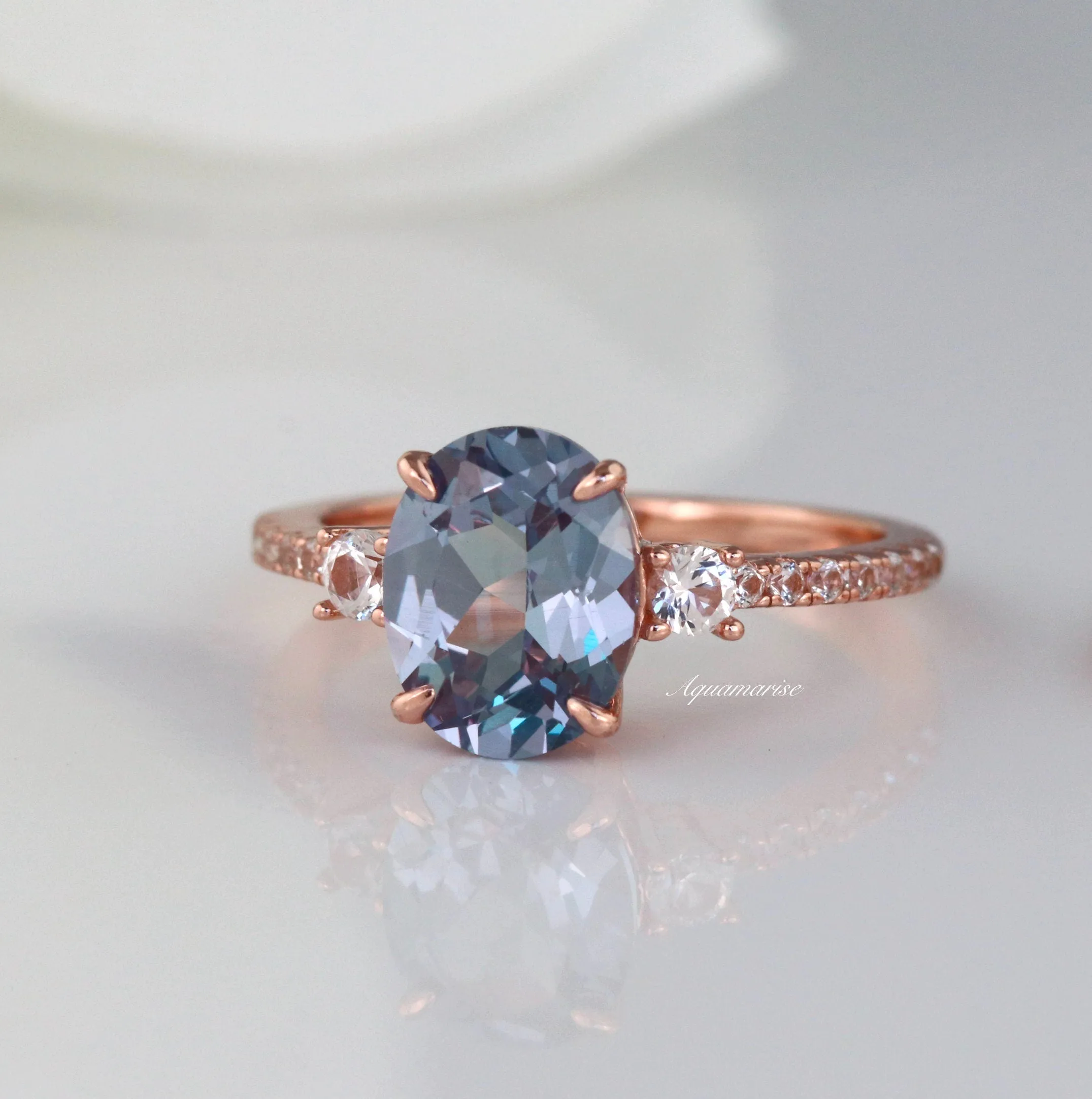 Bella Alexandrite Ring Set- 14K Rose Gold Vermeil