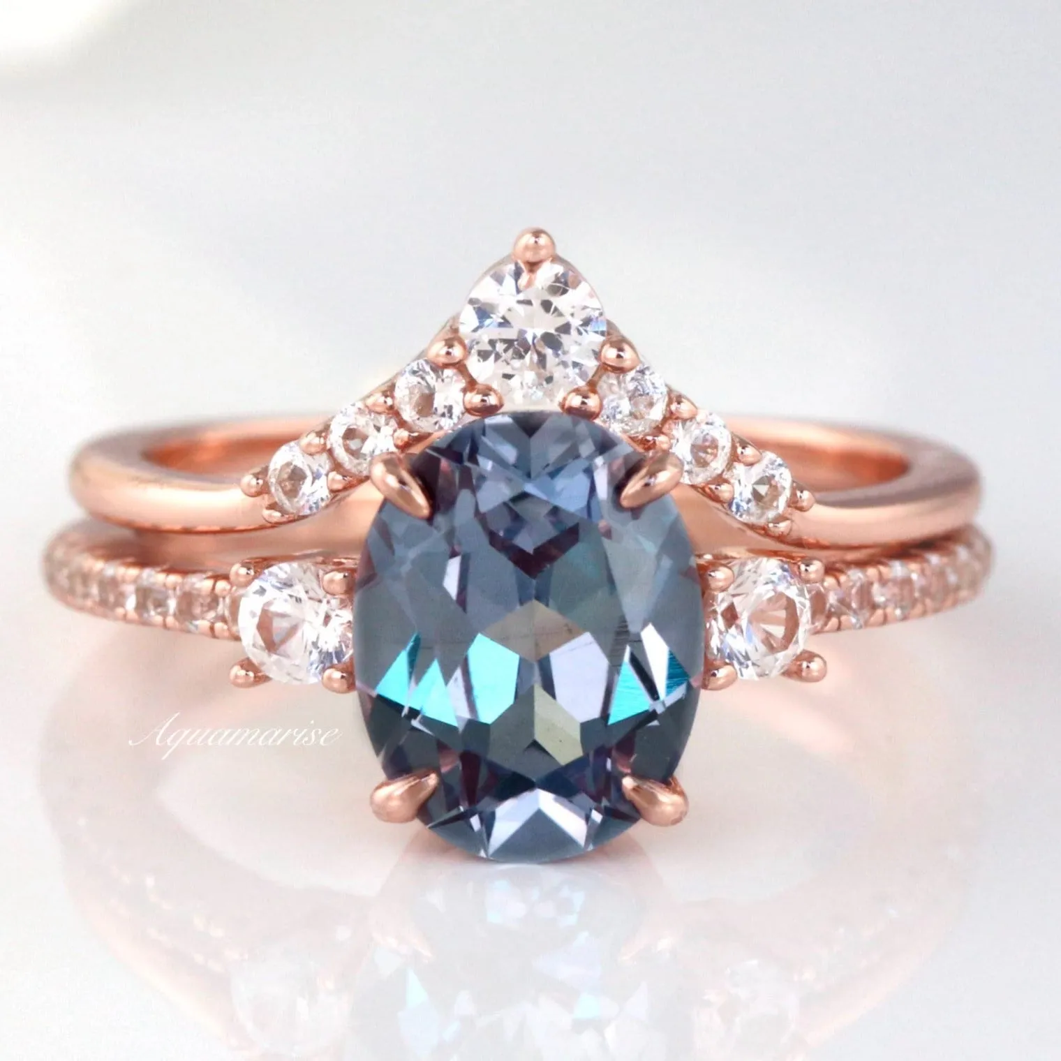 Bella Alexandrite Ring Set- 14K Rose Gold Vermeil