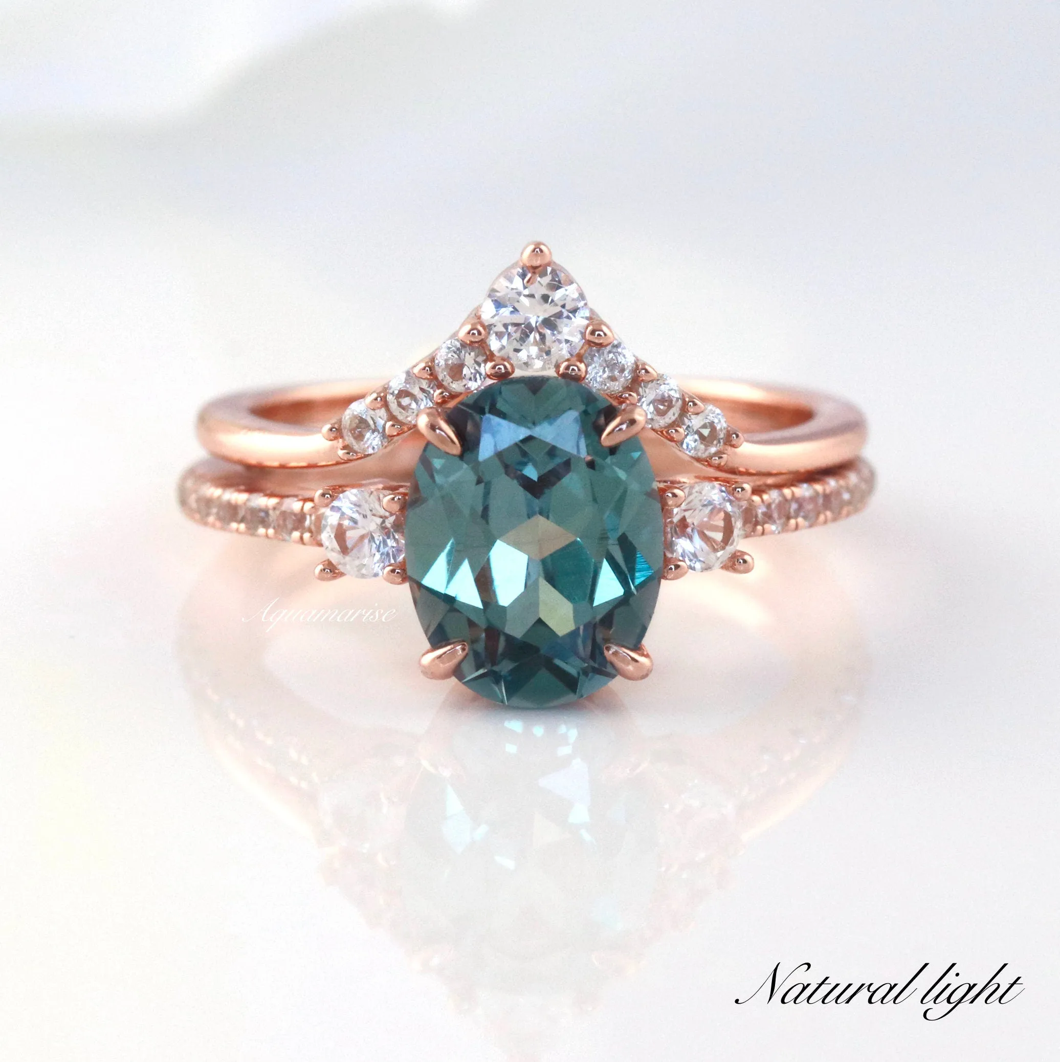 Bella Alexandrite Ring Set- 14K Rose Gold Vermeil