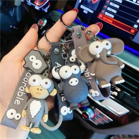 Cartoon Key Chain PVC Zebra Giraffe Funny Toy Keychain Car Key Ring Birthday Gifts For Children