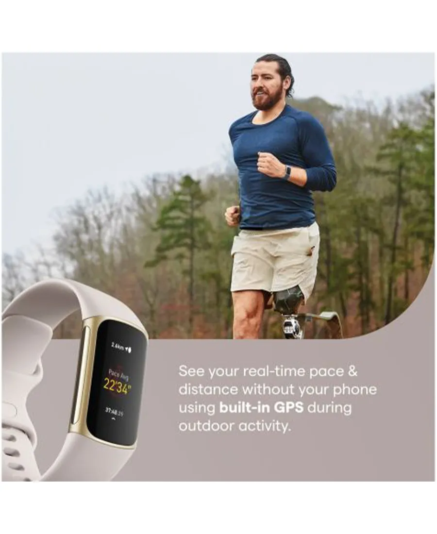 Charge 5 Health & Fitness Smart Watch | Lunar White & Soft Gold