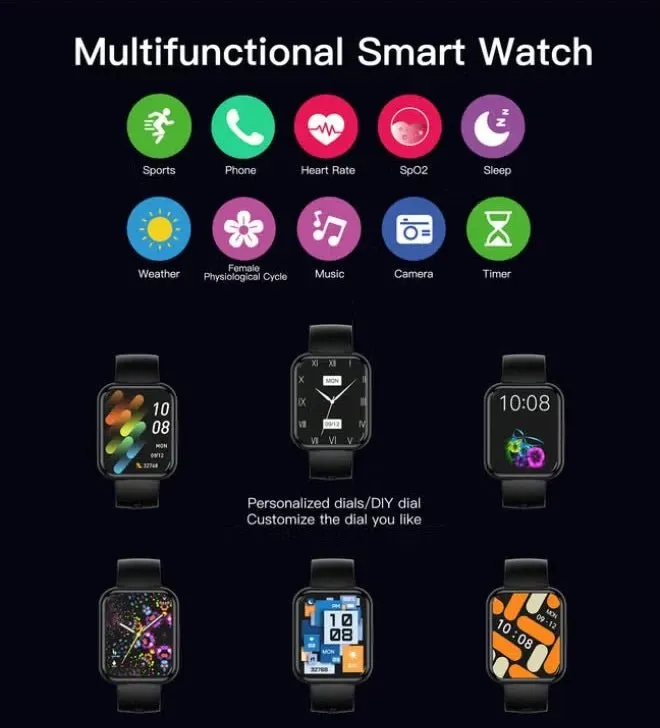 Choetech Smart Watch WT001 1.91 Inch - 2 Strap - Black