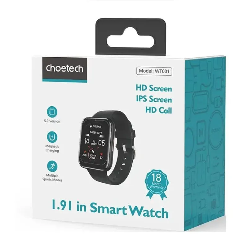 Choetech Smart Watch WT001 1.91 Inch - 2 Strap - Black