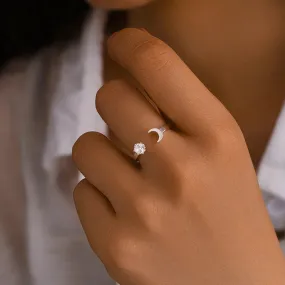 Clear Moon Star Adjustable Wedding Finger Fine Jewelry Anillos Gift Ring