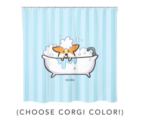 Corgi Bathtime Shower Curtain | 70"x 74"