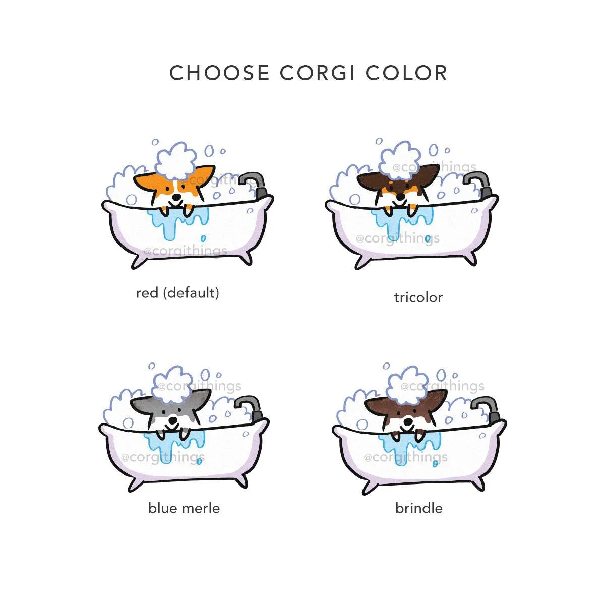 Corgi Bathtime Shower Curtain | 70"x 74"