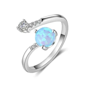 Elegant 925 Sterling Silver Ring for Women- Adjustable Settings Opal Stone & Cubic Zirconia Rings for Weddings