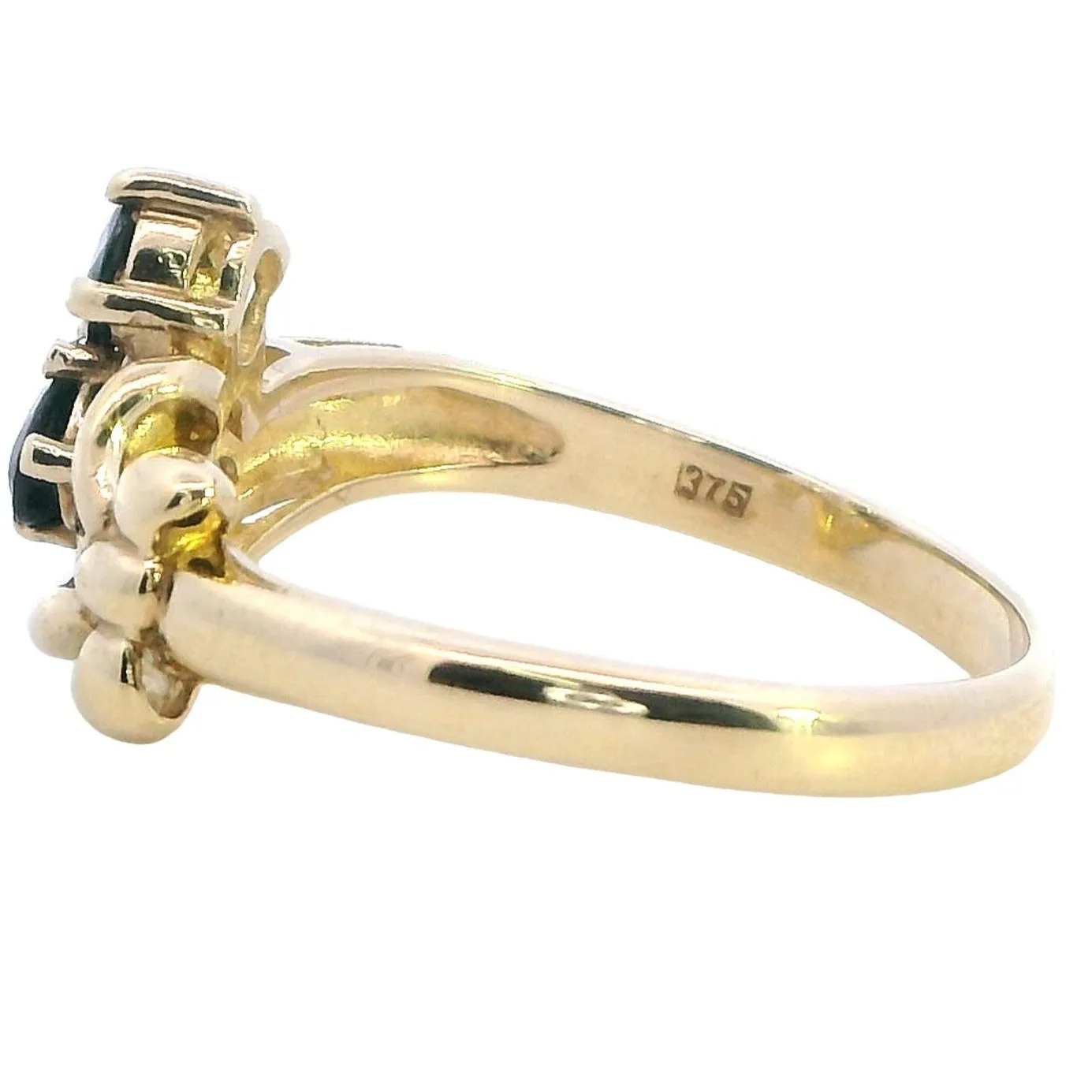 Elegant 9ct Yellow Gold Sapphire & Diamond Ring - A Timeless Jewel of History