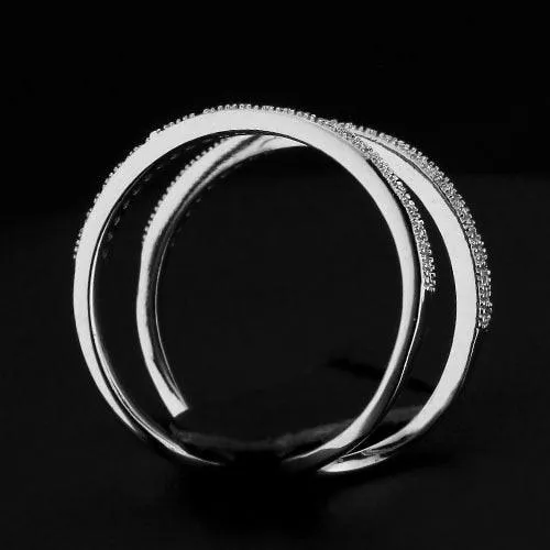 Elegant Designer Rhodium Plated Adjustable Rings with CZ Stones