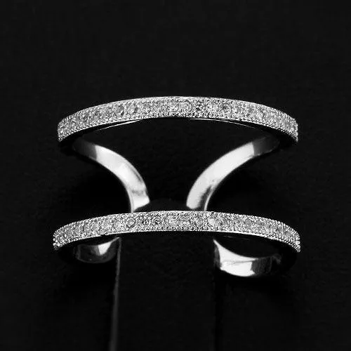 Elegant Designer Rhodium Plated Adjustable Rings with CZ Stones