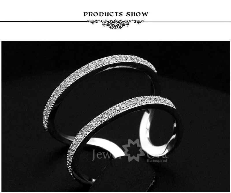 Elegant Designer Rhodium Plated Adjustable Rings with CZ Stones