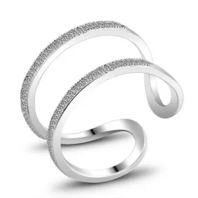 Elegant Designer Rhodium Plated Adjustable Rings with CZ Stones